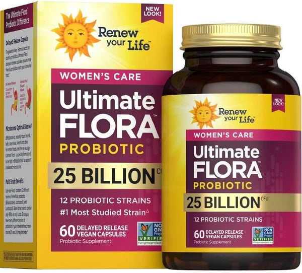 RENEW LIFE Women's Care, Ultimate Flora™ Probiotic, 25 Billion CFU, 60 Delayed Release VEGAN Capsules