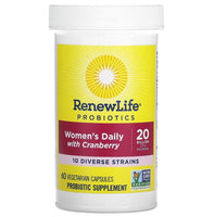 RENEW LIFE, Probiotics, Women's Daily with Cranberry, 20 Billion CFU, 60 Vegetarian Capsules