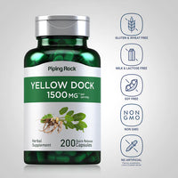 PIPING ROCK Yellow Dock, 1500 mg (per serving), 200 Quick Release Capsules