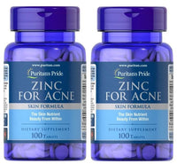 PURITAN'S PRIDE Zinc for Acne - Skin Formula - 100 TABLETS
