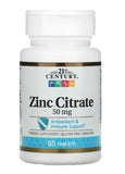 21st CENTURY Zinc Citrate 50mg 60 TABLETS - Gluten Free, NON-GMO