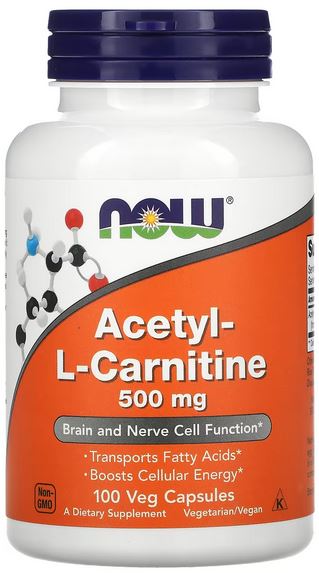 NOW Foods Acetyl L-Carnitine 500 mg 100 Veg Capsules