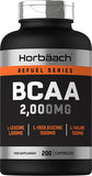 HORBAACH BCAA 2000mg serving 200 Capsules L-Leucine, L-Isoleucine & L-Valine