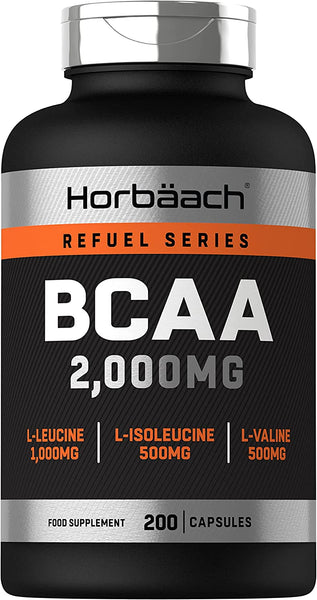 HORBAACH BCAA 2000mg serving 200 Capsules L-Leucine, L-Isoleucine & L-Valine