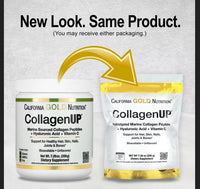 CALIFORNIA GOLD CollagenUP, Marine Hydrolyzed Collagen 7.26 oz (206 g) TUB, + Hyaluronic Acid + Vitamin C, Unflavored