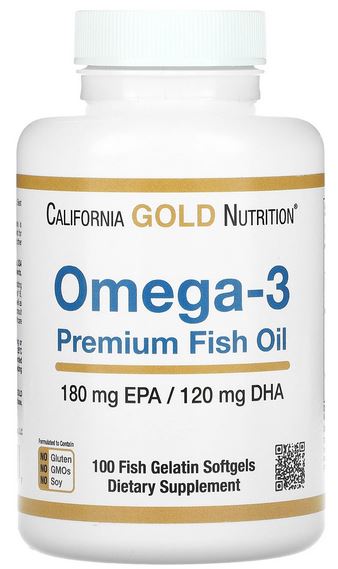 CALIFORNIA GOLD NUTRITION Omega-3 Premium Fish Oil 100 Fish Gelatin Softgels