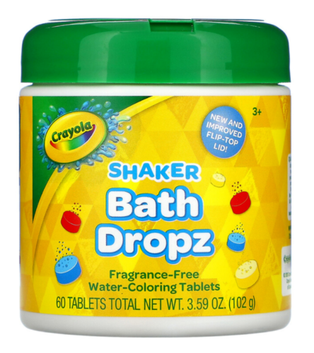CRAYOLA Shaker Bath Dropz, Fragrance-Free 60 TABLETS 3.59 oz (102g) TUB