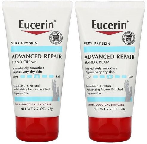 EUCERIN Advanced Repair Hand Cream 78g (2 TUBE BUNDLE) - Fragrance Free, for Dry Itchy Rough Skin