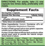 PURITAN'S PRIDE Ginger Root 550mg 200 CAPSULES