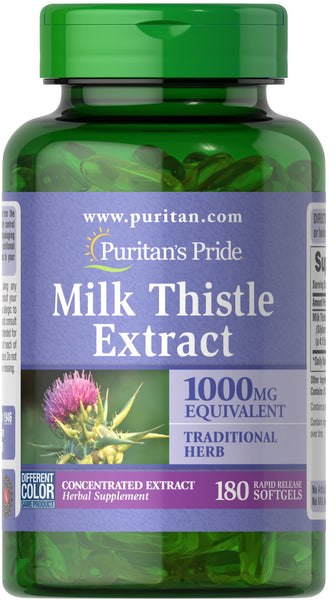 PURITAN'S PRIDE Milk Thistle Extract 1000mg 180 Softgel Capsules
