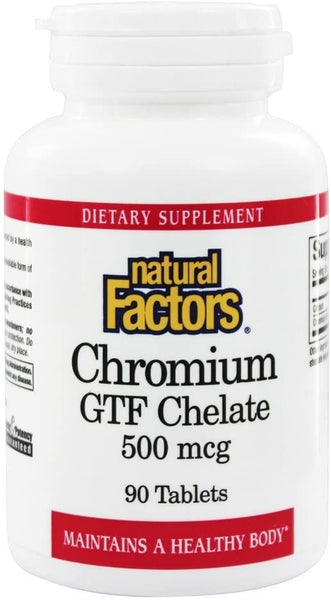 NATURAL FACTORS Chromium GTF Chelate, 500mcg, 90 TABLETS