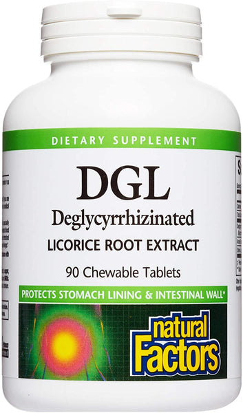 NATURAL FACTORS, DGL 400mg 90 Chewable TABLETS - Deglycyrrhizinated Licorice Root Extract