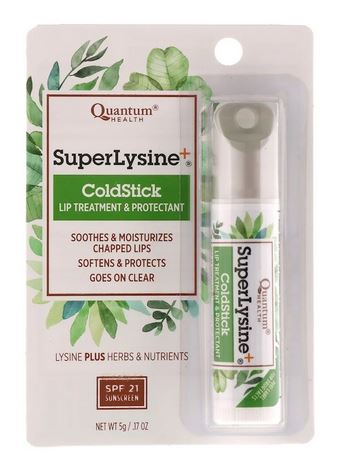 QUANTUM HEALTH Super Lysine Cold Stick with SPF 21, 5g, 0.17oz Tube, Coldstick