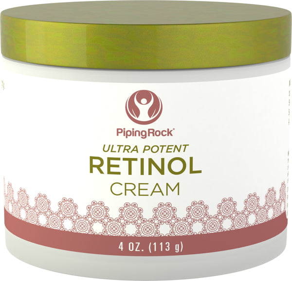 PIPING ROCK Retinol Cream (Vitamin A Cream) 400,000 IU Per Tub, 4oz / 113g