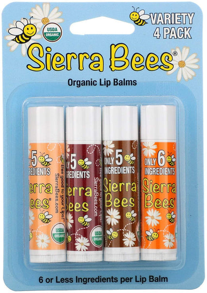 SIERRA BEES Organic Lip Balms (Variety 4 PACK)