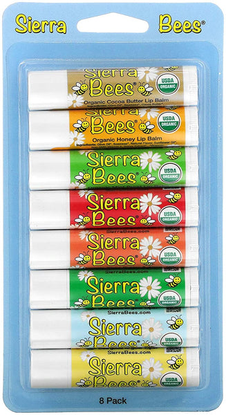 Sierra Bees, Organic Lip Balms, Variety Pack, 8 Pack, 0.15 Oz Each
