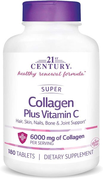 21st CENTURY Super Collagen Plus Vitamin C - 6000mg Serving - 180 TABLETS