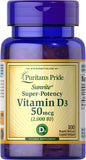 PURITAN'S PRIDE Sunvite Vitamin D, D3 2000iu, 100 Softgel Capsules