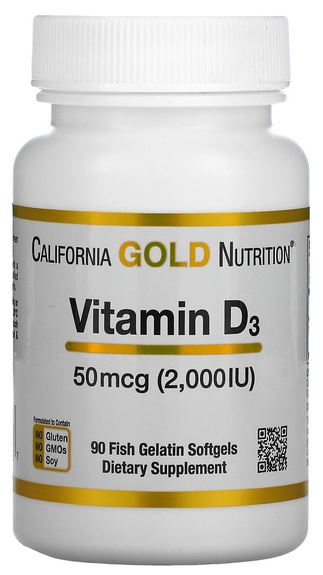 CALIFORNIA GOLD Vitamin D3 2000iu, 50mcg, 90 Fish Gelatin Softgels