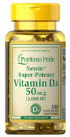 PURITAN'S PRIDE Sunvite Vitamin D, D3 2000iu 100 Softgel Capsules