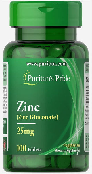 PURITAN'S PRIDE Zinc 25mg 100 TABLETS VEGETARIAN Formula